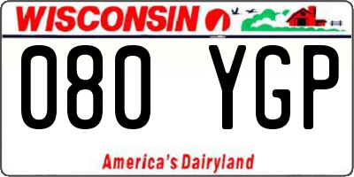 WI license plate 080YGP