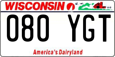 WI license plate 080YGT