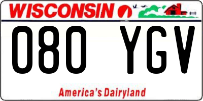 WI license plate 080YGV