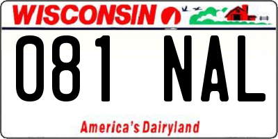 WI license plate 081NAL