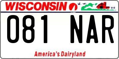 WI license plate 081NAR