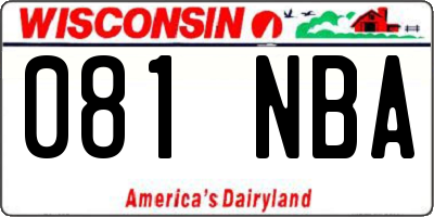 WI license plate 081NBA