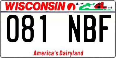 WI license plate 081NBF