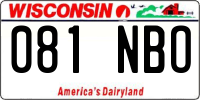 WI license plate 081NBO