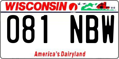 WI license plate 081NBW