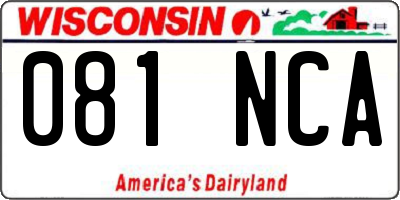 WI license plate 081NCA