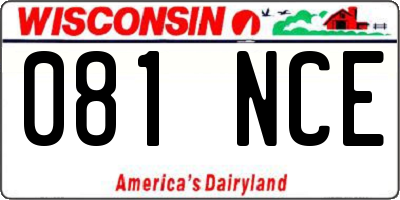 WI license plate 081NCE