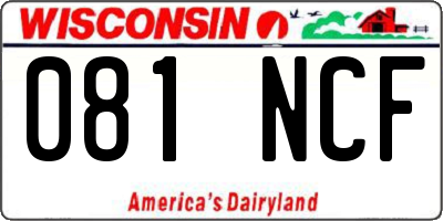 WI license plate 081NCF