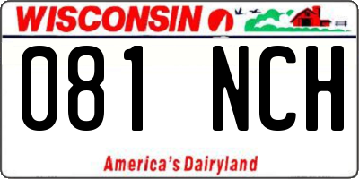 WI license plate 081NCH
