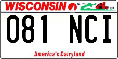 WI license plate 081NCI