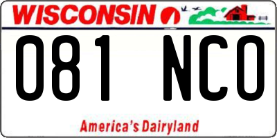 WI license plate 081NCO