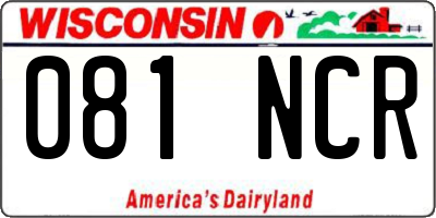 WI license plate 081NCR