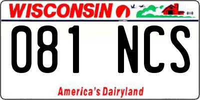 WI license plate 081NCS