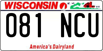 WI license plate 081NCU
