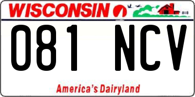 WI license plate 081NCV