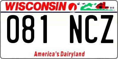 WI license plate 081NCZ