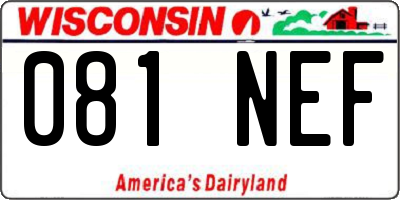 WI license plate 081NEF