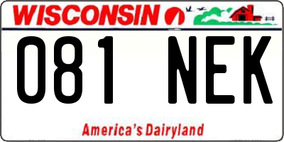 WI license plate 081NEK