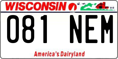 WI license plate 081NEM