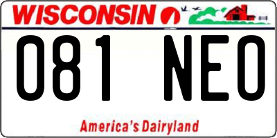 WI license plate 081NEO