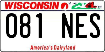 WI license plate 081NES