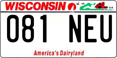WI license plate 081NEU