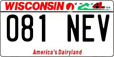 WI license plate 081NEV