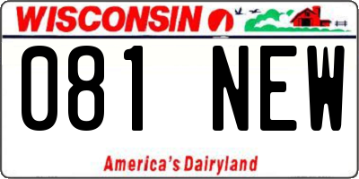 WI license plate 081NEW