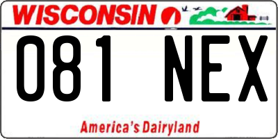 WI license plate 081NEX