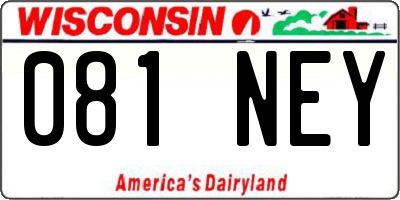 WI license plate 081NEY