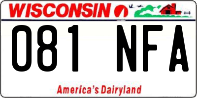 WI license plate 081NFA