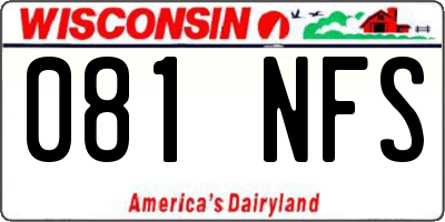 WI license plate 081NFS