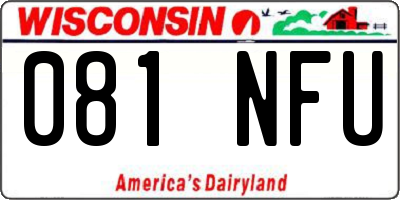 WI license plate 081NFU