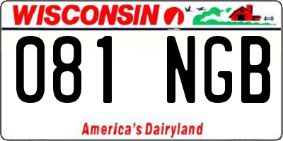 WI license plate 081NGB