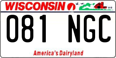 WI license plate 081NGC