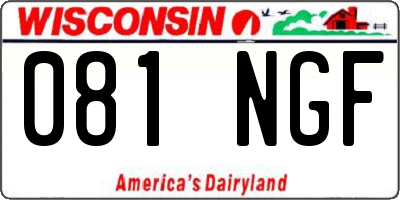 WI license plate 081NGF
