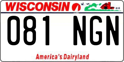 WI license plate 081NGN
