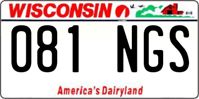 WI license plate 081NGS