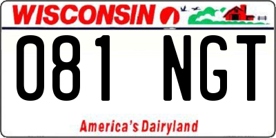 WI license plate 081NGT