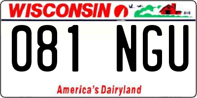 WI license plate 081NGU