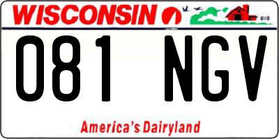 WI license plate 081NGV