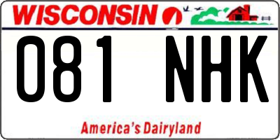 WI license plate 081NHK
