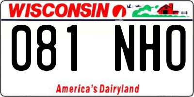 WI license plate 081NHO