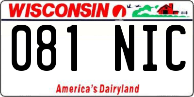 WI license plate 081NIC