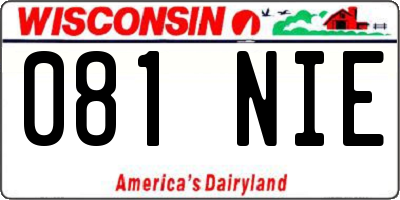 WI license plate 081NIE