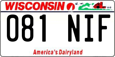 WI license plate 081NIF