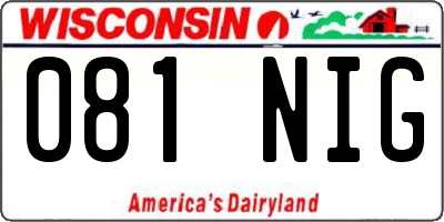WI license plate 081NIG