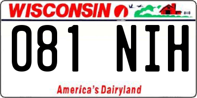 WI license plate 081NIH