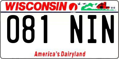 WI license plate 081NIN