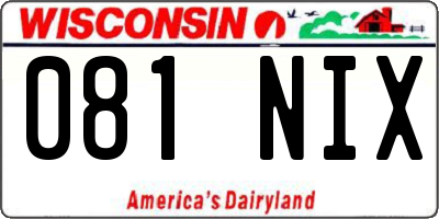 WI license plate 081NIX